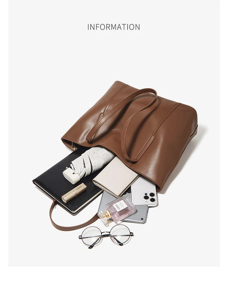 Bolso de Hombro para Mujer de Cuero Particionado-Nueva Bolsa Casual de Gran Capacidad