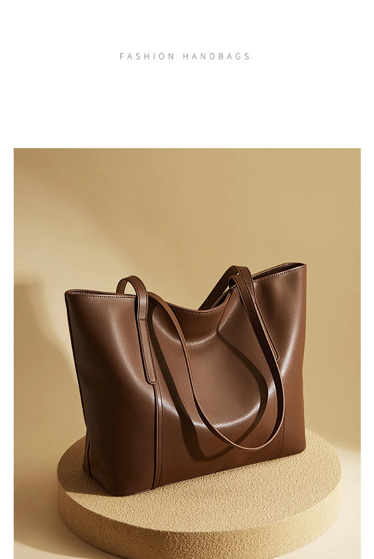 Bolso de Hombro para Mujer de Cuero Particionado-Nueva Bolsa Casual de Gran Capacidad