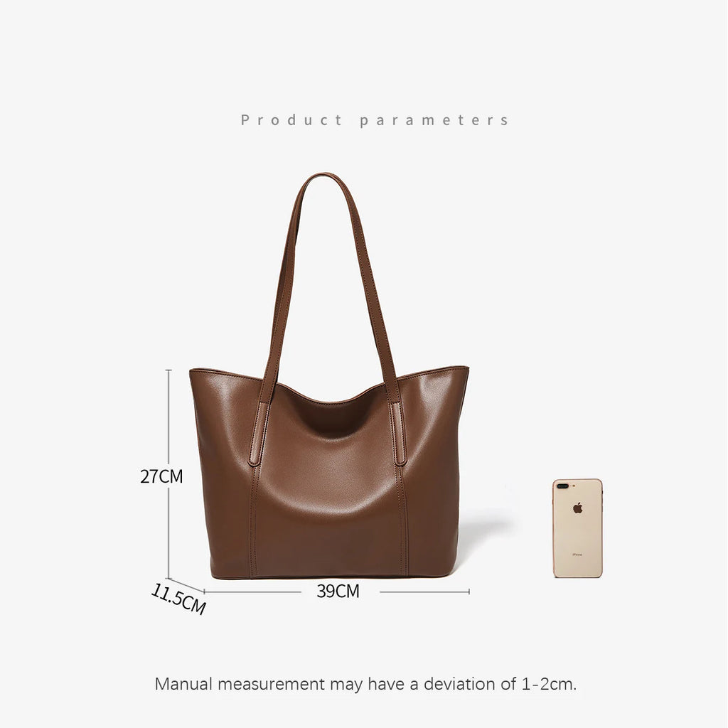 Bolso de Hombro para Mujer de Cuero Particionado-Nueva Bolsa Casual de Gran Capacidad