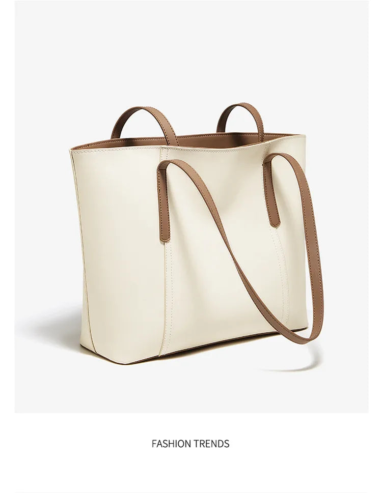 Bolso de Hombro para Mujer de Cuero Particionado-Nueva Bolsa Casual de Gran Capacidad