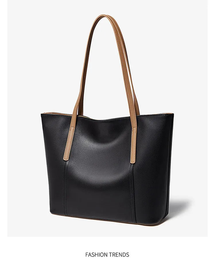Bolso de Hombro para Mujer de Cuero Particionado-Nueva Bolsa Casual de Gran Capacidad
