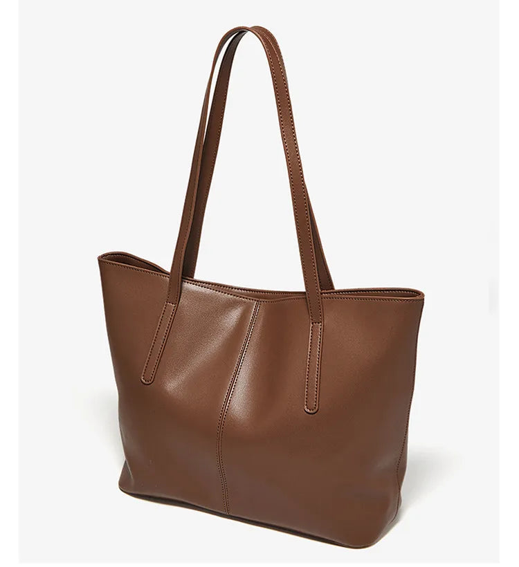 Bolso de Hombro para Mujer de Cuero Particionado-Nueva Bolsa Casual de Gran Capacidad