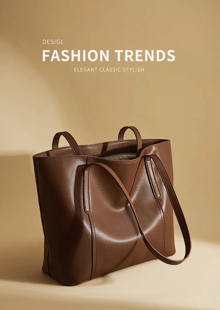 Bolso de Hombro para Mujer de Cuero Particionado-Nueva Bolsa Casual de Gran Capacidad