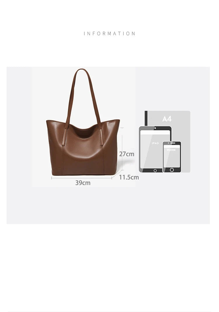 Bolso de Hombro para Mujer de Cuero Particionado-Nueva Bolsa Casual de Gran Capacidad