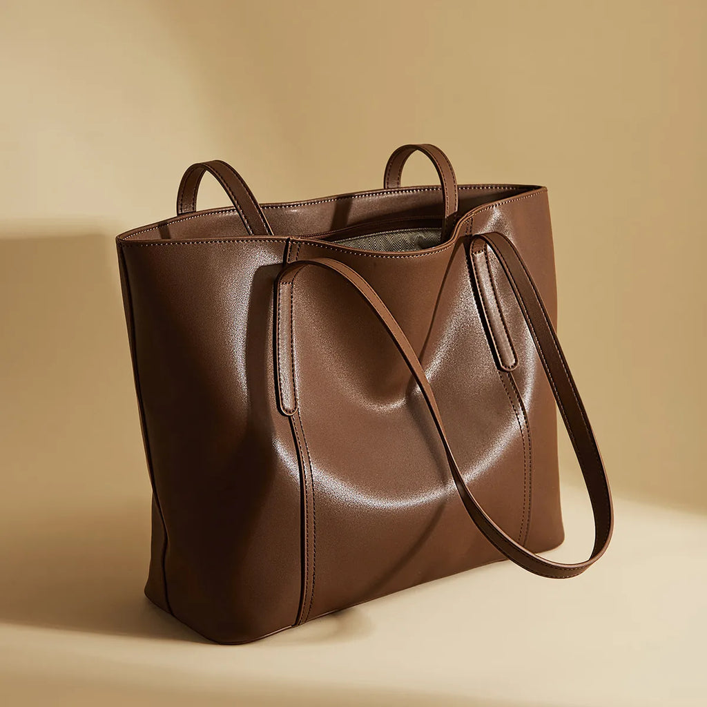Bolso de Hombro para Mujer de Cuero Particionado-Nueva Bolsa Casual de Gran Capacidad