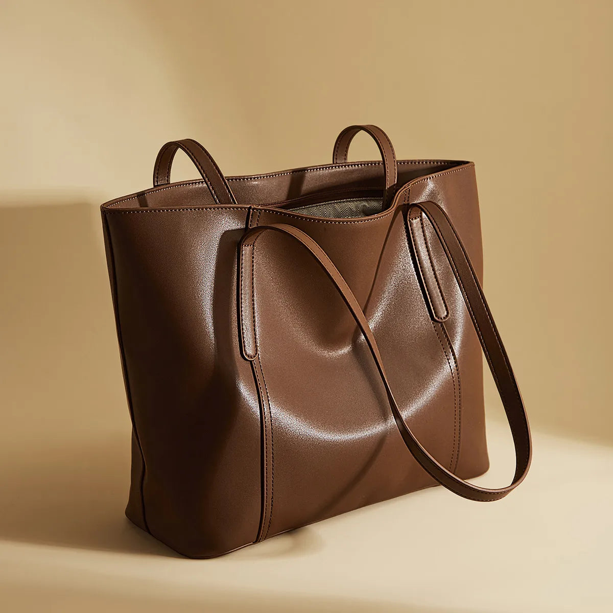 Bolso de Hombro para Mujer de Cuero Particionado-Nueva Bolsa Casual de Gran Capacidad
