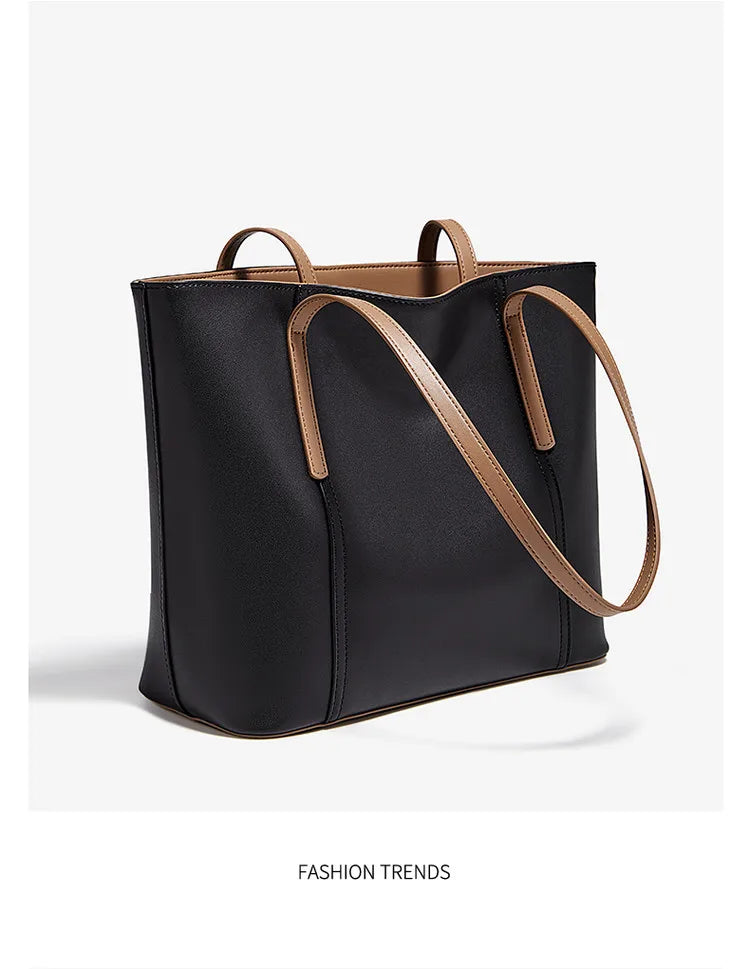Bolso de Hombro para Mujer de Cuero Particionado-Nueva Bolsa Casual de Gran Capacidad