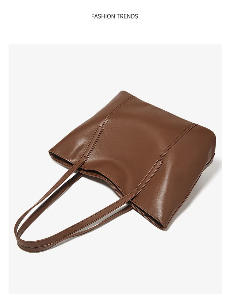 Bolso de Hombro para Mujer de Cuero Particionado-Nueva Bolsa Casual de Gran Capacidad